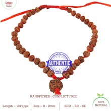 Load image into Gallery viewer, 8 mukhi Rudraksha Mala - (54 + 1 beads - Indonesian)