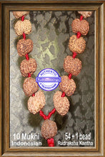 Load image into Gallery viewer, 10 mukhi Rudraksha Mala (54 + 1 beads - Indonesian)