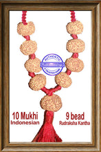 Load image into Gallery viewer, 10 mukhi Rudraksha Wrist Mala / Kanthas (9 beads - Indonesian)