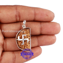 Load image into Gallery viewer, 1 Mukhi Rudraksha in Pure Silver Swastik Pendant - Bead No. 31