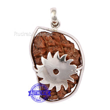 Load image into Gallery viewer, 1 Mukhi Rudraksha in Pure Silver Chakra Pendant - Bead No. 46