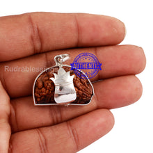 Load image into Gallery viewer, 1 Mukhi Rudraksha in Pure Silver Kalash Pendant - Bead No. 63