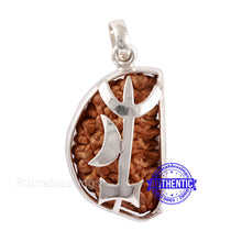 Load image into Gallery viewer, 1 Mukhi Rudraksha in Pure Silver Trishul Pendant - Bead No. 66