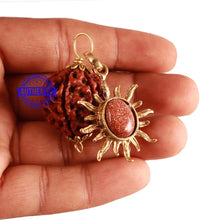 Load image into Gallery viewer, 7 Mukhi Hybrid Rudraksha - Bead No. 56 (with Sunstone accessory)