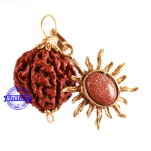 Load image into Gallery viewer, 7 Mukhi Hybrid Rudraksha - Bead No. 56 (with Sunstone accessory)