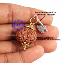 Load image into Gallery viewer, 8 Mukhi Rudraksha from Indonesia - Bead No. 188 (with axe accessory)