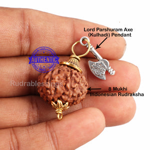 8 Mukhi Rudraksha from Indonesia - Bead No. 188 (with axe accessory)