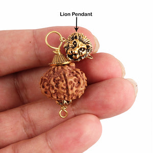 9 Mukhi Rudraksha from Indonesia - Bead No. 201 (with Lion accessory)