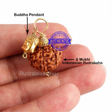 Load image into Gallery viewer, 8 Mukhi Rudraksha from Indonesia - Bead No. 191 (with buddha accessory)
