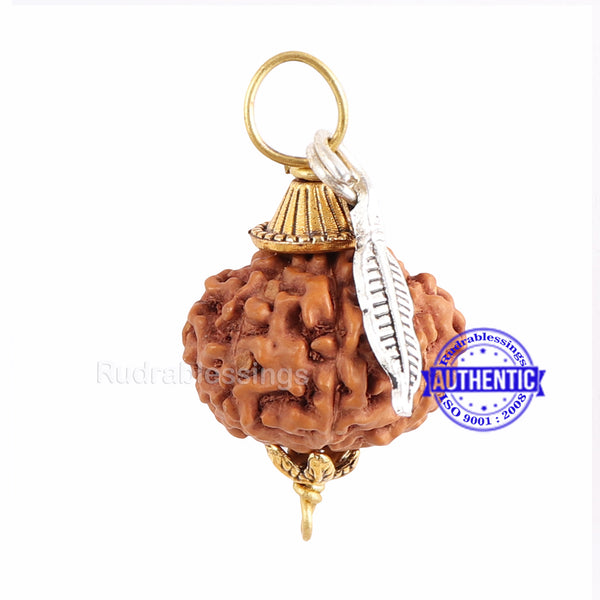 9 Mukhi Rudraksha from Indonesia - Bead No. 196 (with feather accessory)