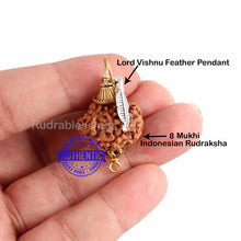 Load image into Gallery viewer, 8 Mukhi Rudraksha from Indonesia - Bead No. 184 (with feather accessory)