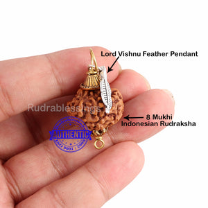 8 Mukhi Rudraksha from Indonesia - Bead No. 184 (with feather accessory)