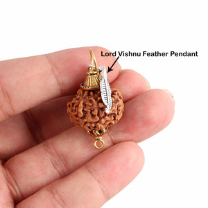 10 Mukhi Rudraksha from Indonesia - Bead No. 140 (with feather accessory)