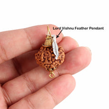 Load image into Gallery viewer, 9 Mukhi Rudraksha from Indonesia - Bead No. 196 (with feather accessory)
