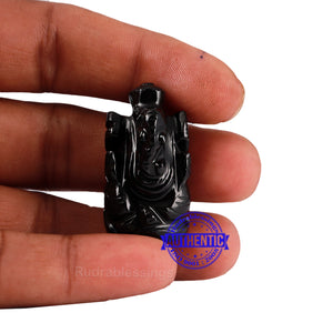 Black Agate Ganesha Statue - 73 B