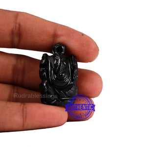Black Agate Ganesha Statue - 73 C