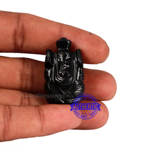 Black Agate Ganesha Statue - 73 G