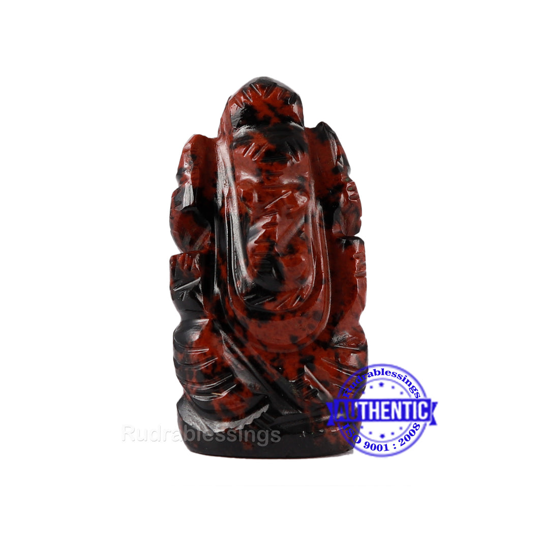 Mahagony Obsidian Ganesha Statue - 88 H