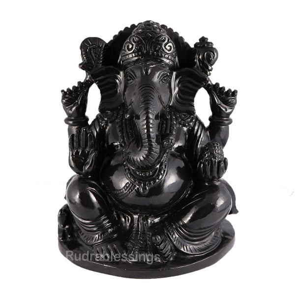 Black Agate Ganesha Statue - 52