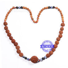 Load image into Gallery viewer, 5 Mukhi Exclusive designer Rudraksha Mala with Lava and Sodalite stone beads