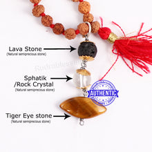 Load image into Gallery viewer, 5 Mukhi Exclusive designs Rudraksha Mala with semi precious stones and accessory - 9