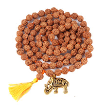 Load image into Gallery viewer, 5 mukhi Rudraksha mala with Lucky Charm Elephant Pendant - 1