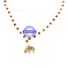 Load image into Gallery viewer, 5 Mukhi Rudraksha Mala in gold plated caps with Elephant Pendant - 2