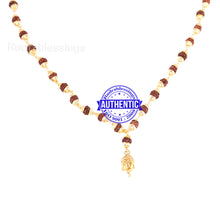 Load image into Gallery viewer, 5 Mukhi Rudraksha Mala in gold plated caps with Lord Buddha Pendant