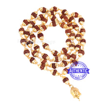 Load image into Gallery viewer, 5 Mukhi Rudraksha Mala in gold plated caps with Lord Buddha Pendant
