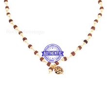 Load image into Gallery viewer, 5 Mukhi Rudraksha Mala in gold plated caps with Lion Pendant