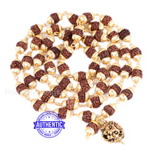Load image into Gallery viewer, 5 Mukhi Rudraksha Mala in gold plated caps with Lion Pendant
