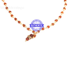 Load image into Gallery viewer, 5 Mukhi Rudraksha Mala in gold plated caps with Owl Pendant