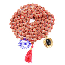 Load image into Gallery viewer, 5 mukhi Rudraksha mala with Lucky Charm Evil Eye Pendant
