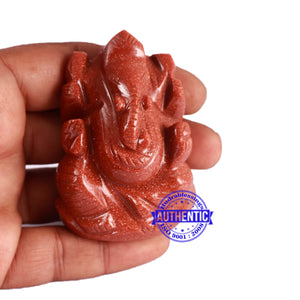 Red Sunstone Ganesha Statue - 123