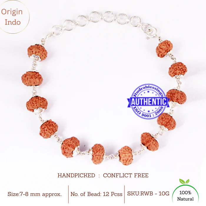 10 Mukhi Ganesha Rudraksha Bracelet (Pure silver)