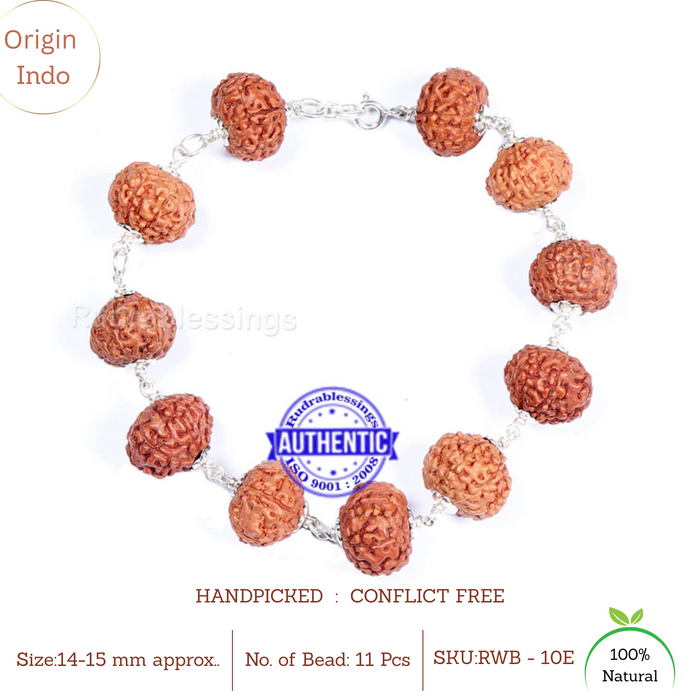 10 Mukhi Rudraksha Bracelet (Pure silver)