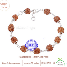 Load image into Gallery viewer, 4 Mukhi Rudraksha Bracelet (Pure silver)
