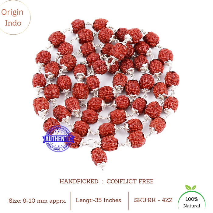 4 Mukhi Chikna Rudraksha Mala - 54+1 (Pure Silver)