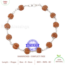 Load image into Gallery viewer, 8 Mukhi Rudraksha Bracelet (Pure silver)
