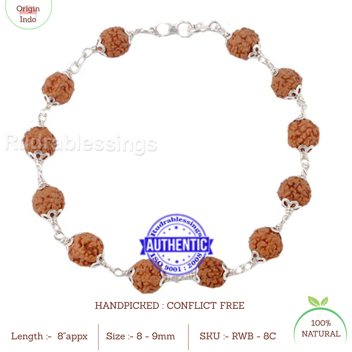 8 Mukhi Rudraksha Bracelet (Pure silver)