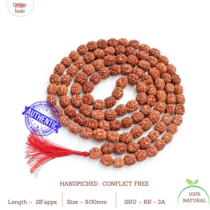 3 Mukhi Agni Rudraksha Mala - 1 (108+1)