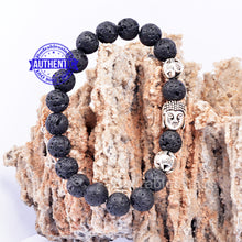 Load image into Gallery viewer, Lava Stone + Buddha Spacer Bracelet 
