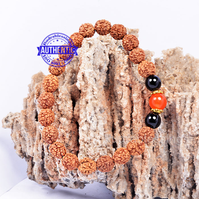 Rudraksha + Black Onyx + carnelian  Bracelet