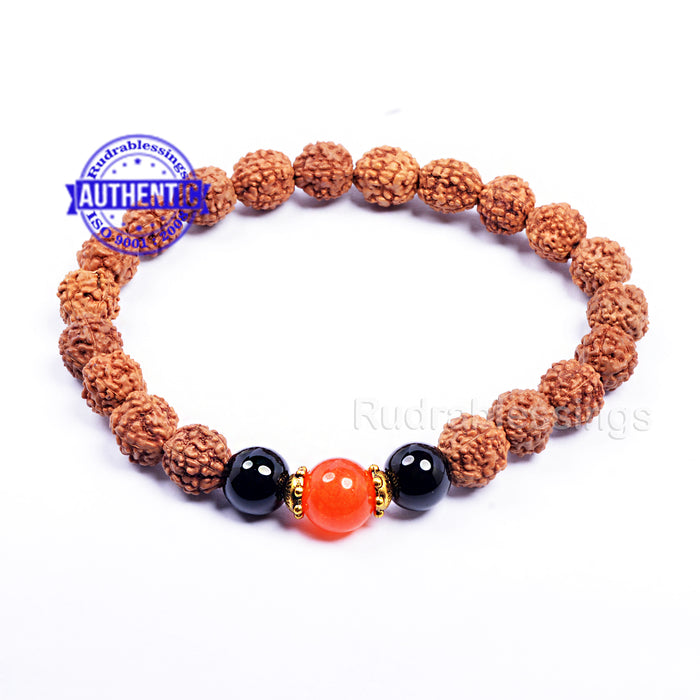 Rudraksha + Black Onyx + carnelian  Bracelet