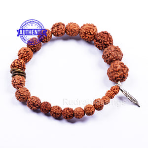 Rudraksha + Leaf Charm Bracelet