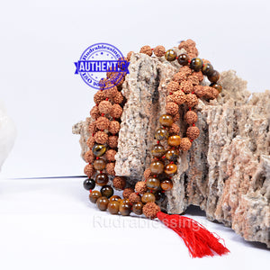 Tiger Eye Stone + Rudraksha Mala - 1