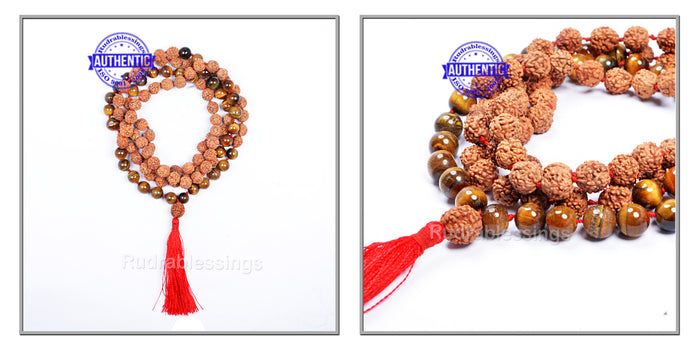 Tiger Eye Stone + Rudraksha Mala - 1