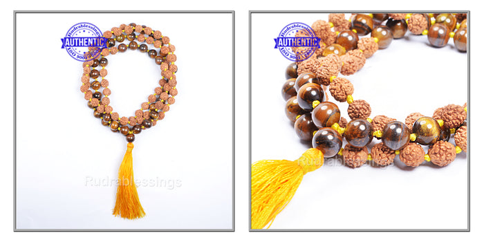 Tiger Eye Stone + Rudraksha Mala - 2