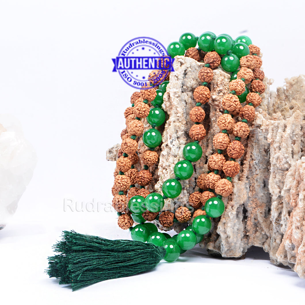 Green Onyx Stone + Rudraksha Mala