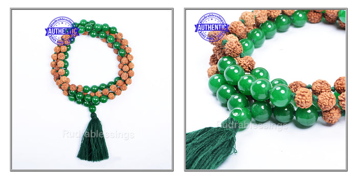 Green Onyx Stone + Rudraksha Mala